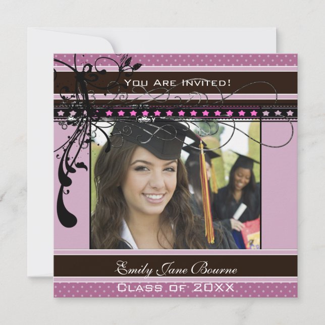 Lilac Dots & Swirls Senior Pictures Class of 2011 Invitation (Front)