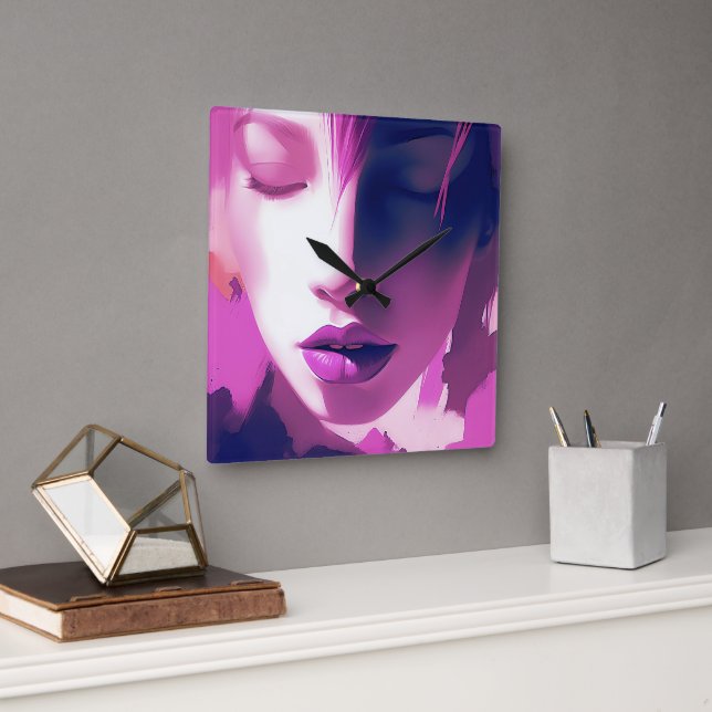 Lilac Dream Whisper – Serene, Ethereal, Purple Square Wall Clock (Office)