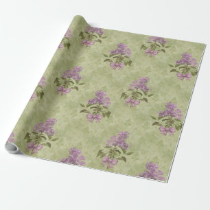 Lilac Dreams Antique Green Damask All Occassion  Wrapping Paper