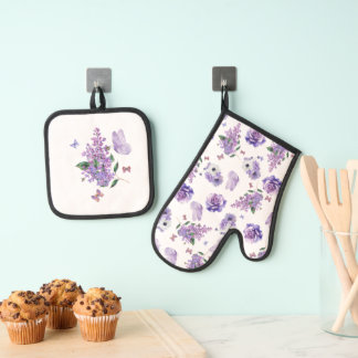 Lilac Dreams & Butterfly Whispers Oven Mitt & Pot Holder Set