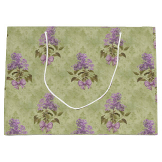 Lilac Dreams Vintage Style Green Antique Damask Large Gift Bag