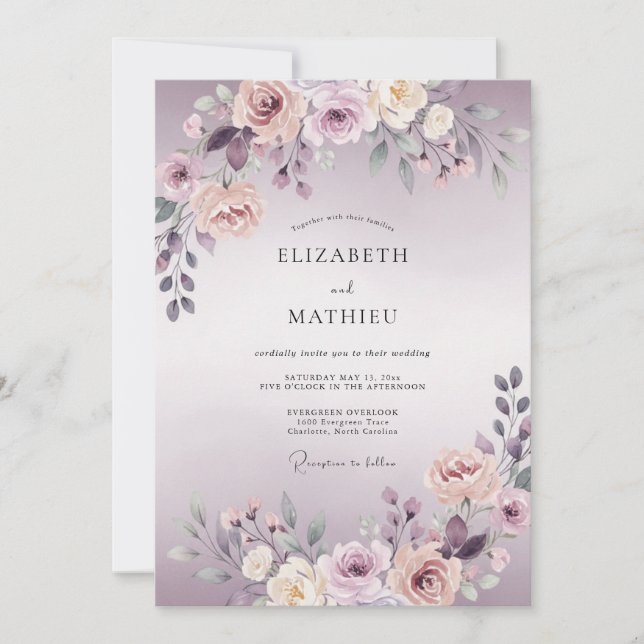 Lilac Dreamy Blossom Wedding Invitation (Front)