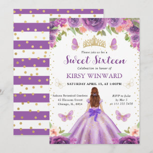 Lilac Dress Red Haired Princess Sweet 16 Invitation
