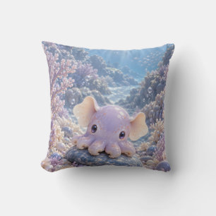 Lilac Dumbo Octopus Dreamy Pearl Coral Ocean Cushion