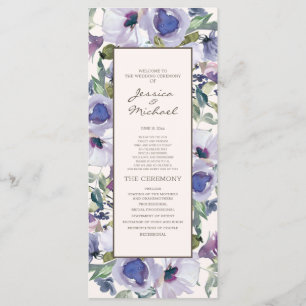 Lilac Dusty Blue Boho Floral Wedding Program