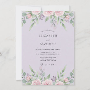 Lilac Dusty Peony Wedding Invitation
