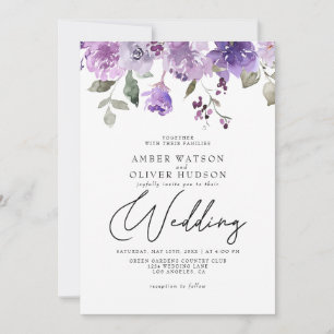 Lilac Dusty Purple Mauve Floral Garden Wedding Invitation