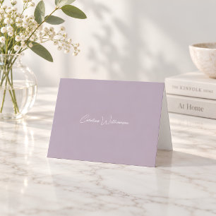 Lilac Elegant Handwriting Personalised Name Folded Thank You Card