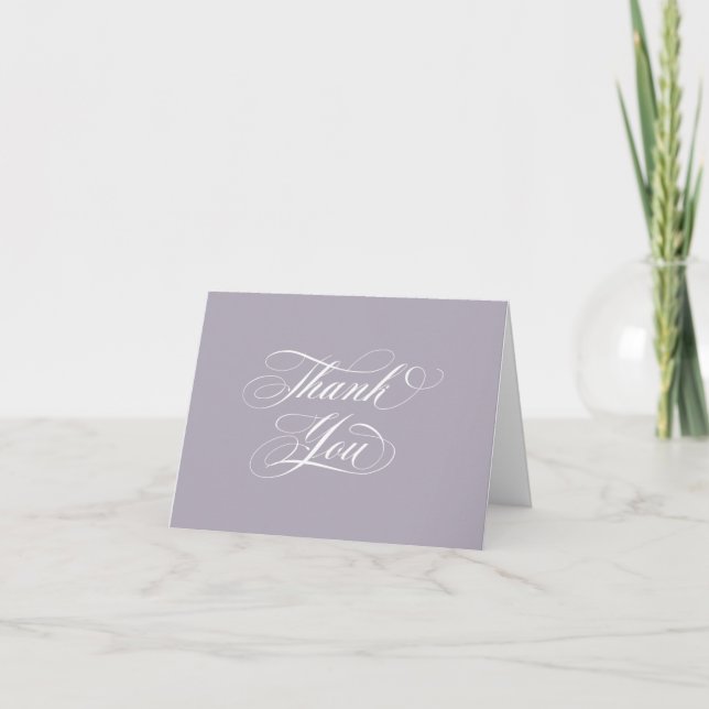 Lilac Elegant Script Graduation Photo+Message Thank You Card (Front)