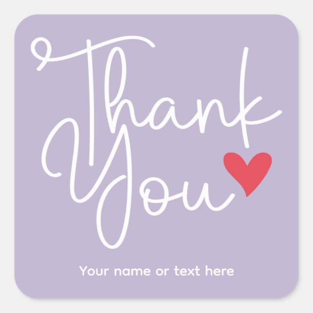 Lilac Elegant Thank You with heart Sticker (Front)