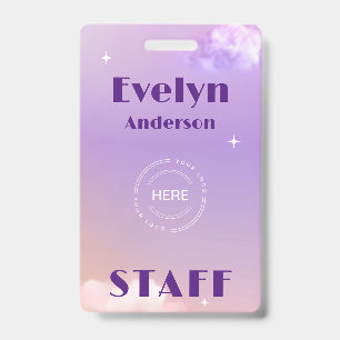 Lilac Event Staff Custom Logo Name ID Badge