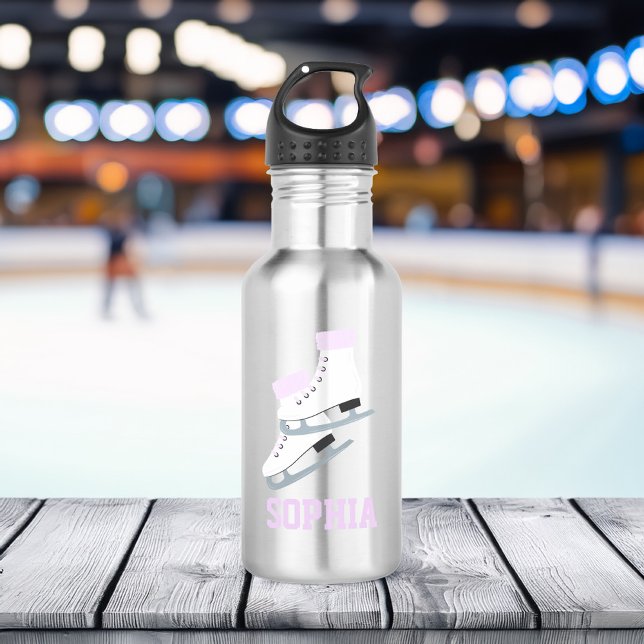 Lilac Figure Skates Personalised Girls 532 Ml Water Bottle (Creator Uploaded)