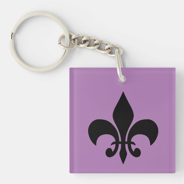 Lilac Fleur de Lis Key Ring (Front)