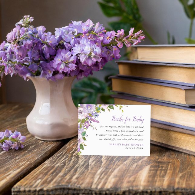 Lilac Floral Baby Shower Book Request Card (Creator Uploaded)