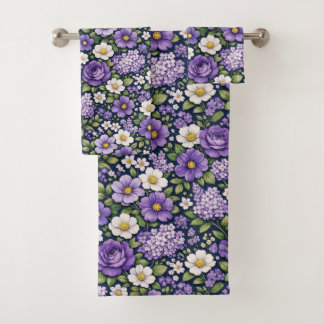 lilac floral bath towel set
