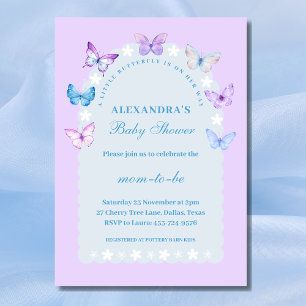 Lilac Floral Boho A little butterfly Baby Shower Invitation