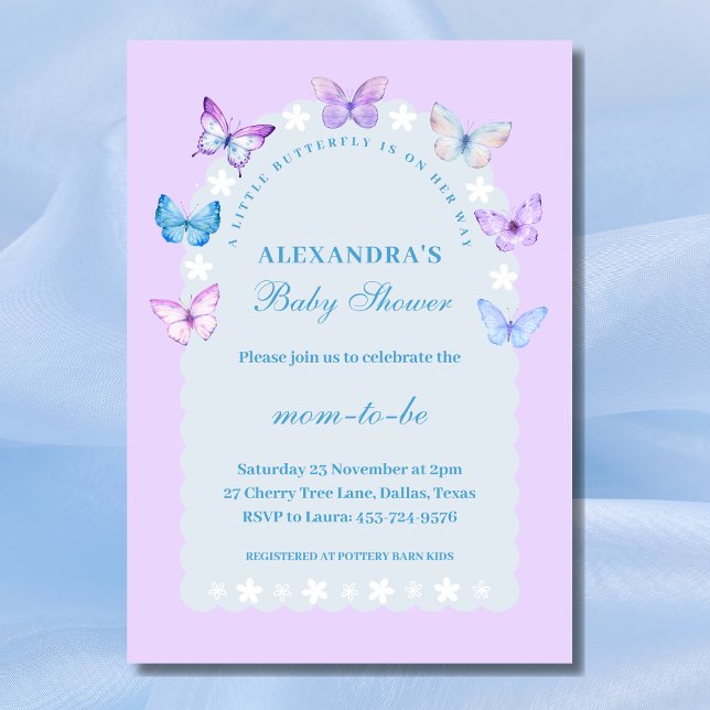 Lilac Floral Boho A little butterfly Baby Shower Invitation (Creator Uploaded)