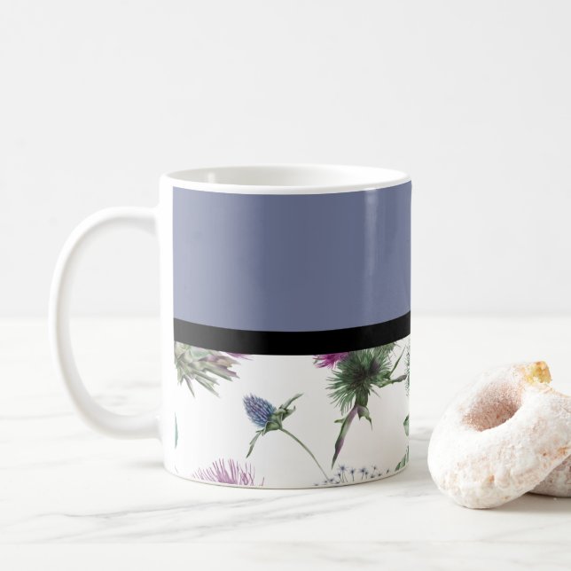 Lilac Floral Coffee Mug (With Donut)