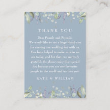 Lilac Floral Dusty Blue Wedding Thank You