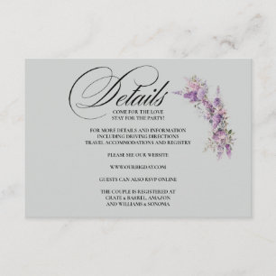 Lilac floral Enclosure Card Details