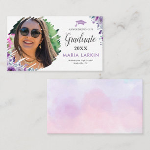 Lilac Floral Graduation Photo Enclosure Card