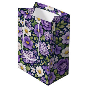 lilac floral medium gift bag