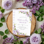 Lilac Floral Mother's Day Brunch Party Invitation<br><div class="desc">Affordable custom printed Mother's Day brunch party invitations. This pretty feminine design has a watercolor floral border with pastel purple flowers and greenery. Personalise the template with your event details. Reverse side has a purple watercolor stripe pattern or use the space to add additional text and photos. Click Customise It...</div>