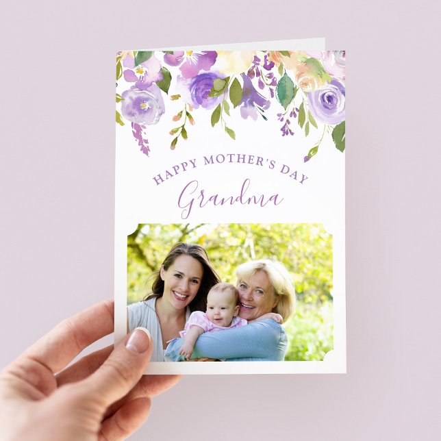 Lilac Floral Mother's Day Photo Card for Grandma (Creator Uploaded)