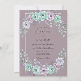 Lilac Floral Painterly Wedding Invitation