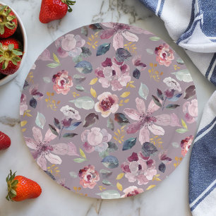Lilac Floral Paper Plate