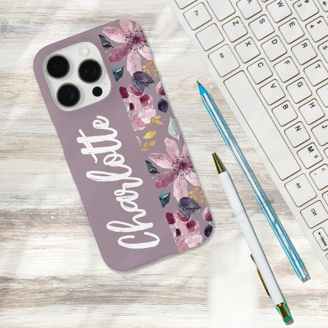Lilac Floral Pattern Monogram  Case-Mate iPhone Case (Creator Uploaded)