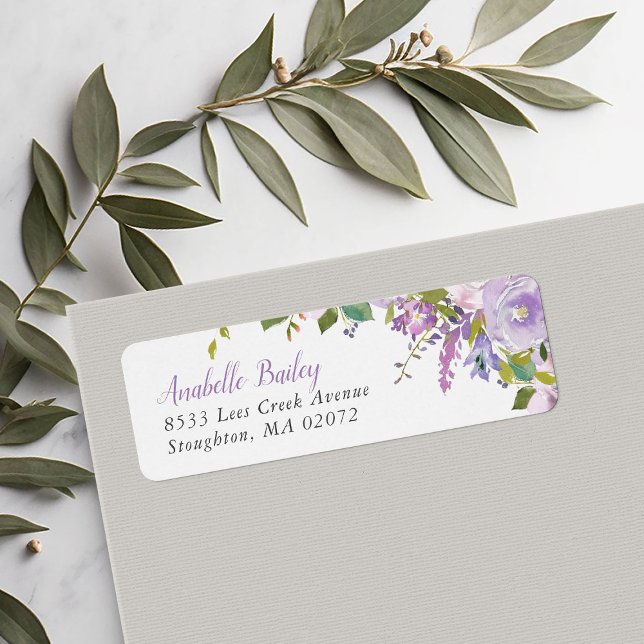 Lilac Floral Personalised Return Address Labels (Creator Uploaded)