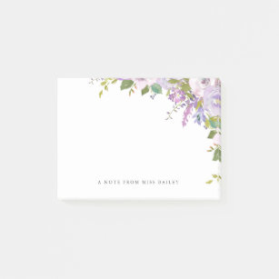 Lilac Floral Personalised Teacher Name Post-it Notes