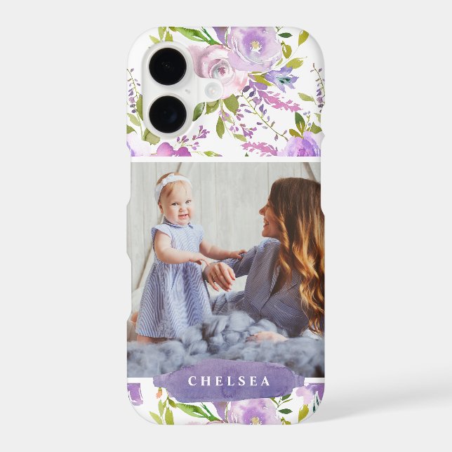 Lilac Floral Photo and Monogram (Back)