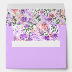 Lilac Floral Pre-addressed 5x7 Monogram Wedding Envelope