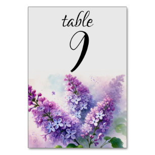 Lilac Floral Purple Elegant Flowers Wedding Table Number