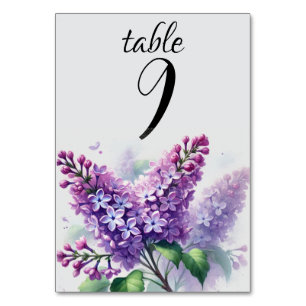 Lilac Floral Purple Elegant Flowers Wedding Table Number