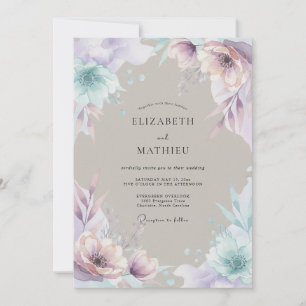 Lilac Floral Romance Wedding Invitation