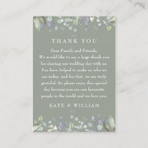 Lilac Floral Sage Green Wedding Thank You