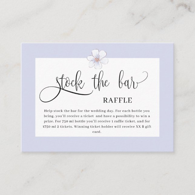 Lilac Floral Stock the bar Bridal Shower  Enclosure Card (Front)