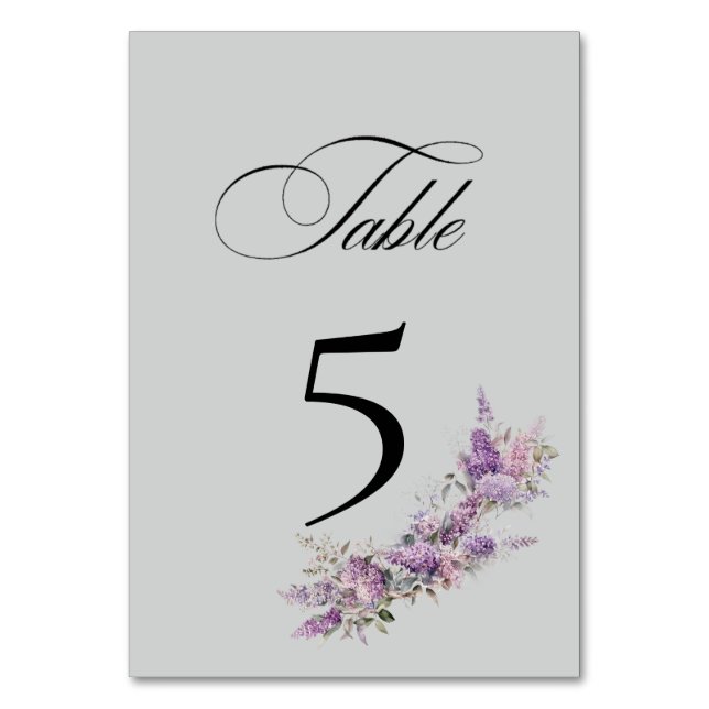 Lilac floral Table Number Card (Front)
