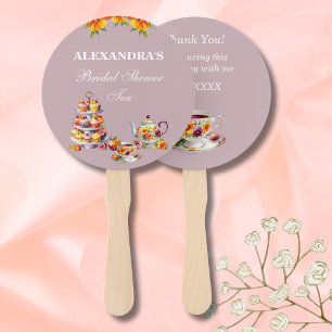 Lilac Floral Tea Party Bridal Shower Hand Fan