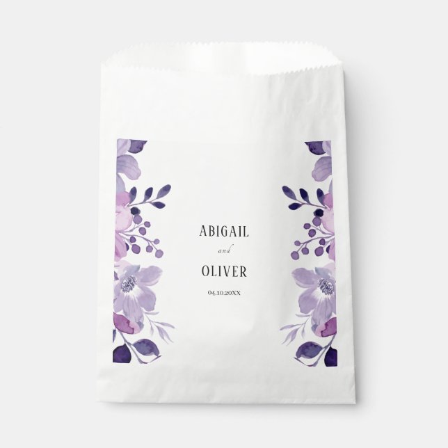 Lilac Floral Wedding Favour Bag (Front)