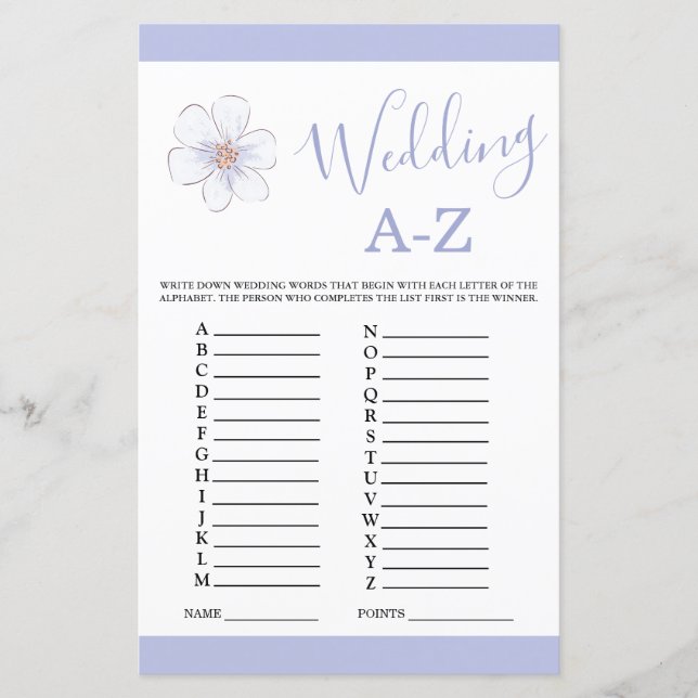 Lilac Floral What is in Purse Bridal Shower Game (Front)