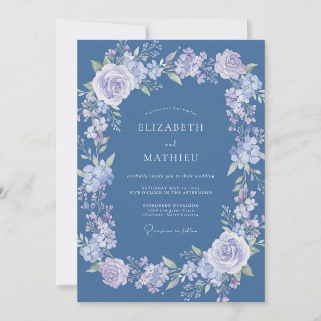 Lilac Floral Whimsical Wedding Invitation (Front)