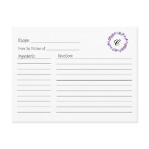Lilac Floral Wreath Recipe Card