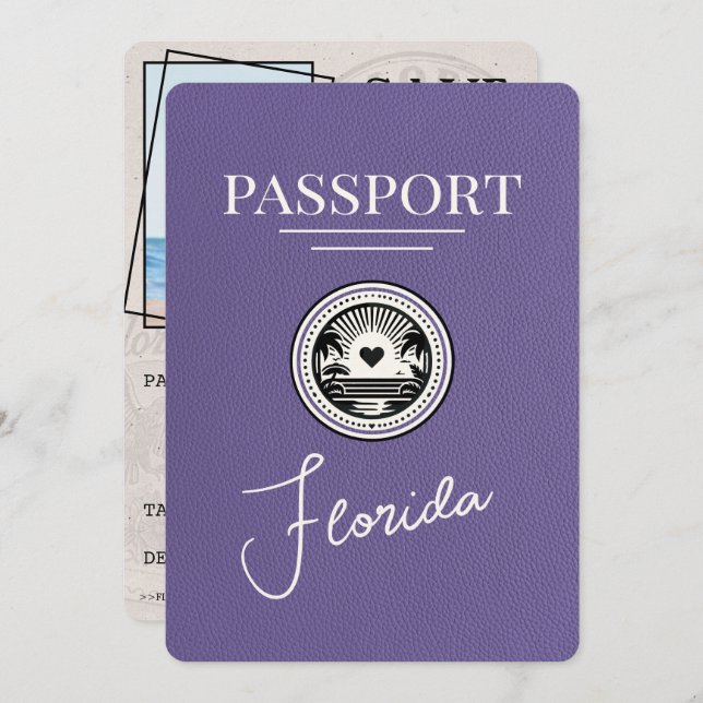 Lilac Florida Passport Save The Date (Front/Back)