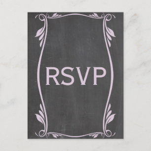 Lilac Flourish Chalkboard RSVP Postcard