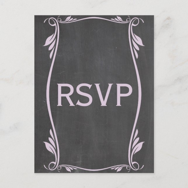 Lilac Flourish Chalkboard RSVP Postcard (Front)