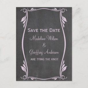 Lilac Flourish Chalkboard Save the Date Postcard